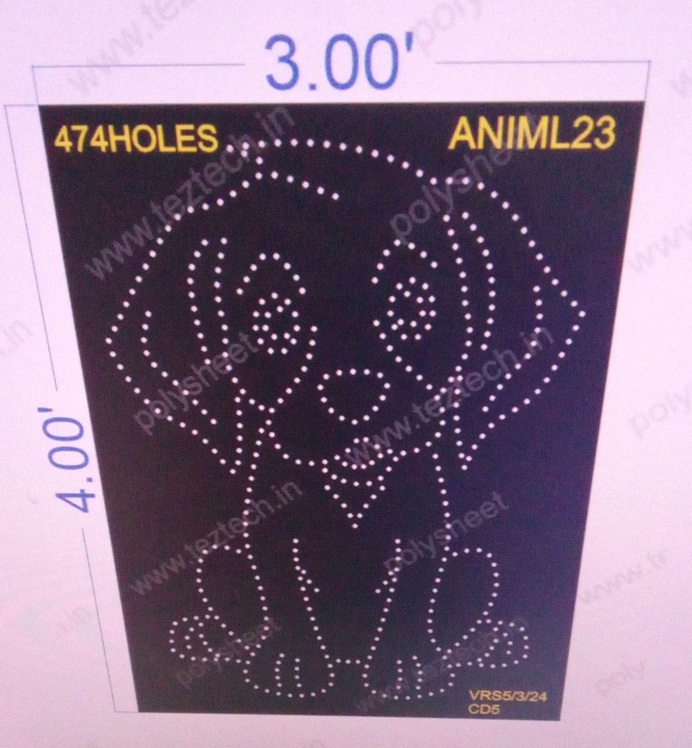 ANML23 PUPPY 4X3 FEET 474 HOLES