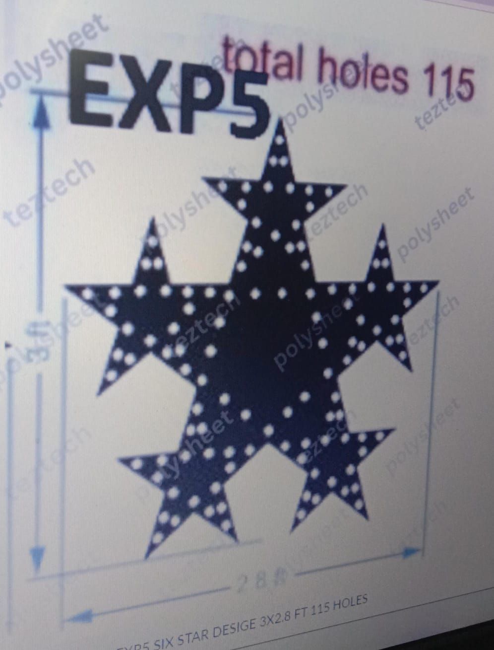 EXP5 SIX STAR DESIGE 3X2.8 FT 115 HOLES