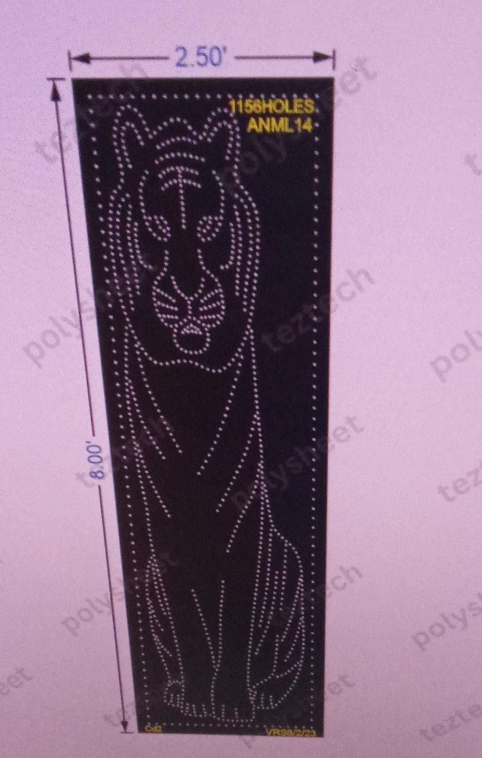 ANML14 TIGER 8X2.5 FEET  1156HOLES