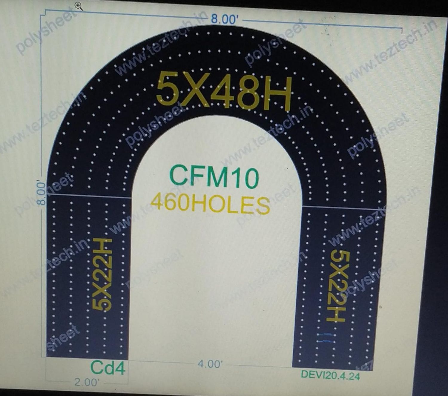 CFM10 GATE FOR MURTI 8X8 FEET 460 HOLES