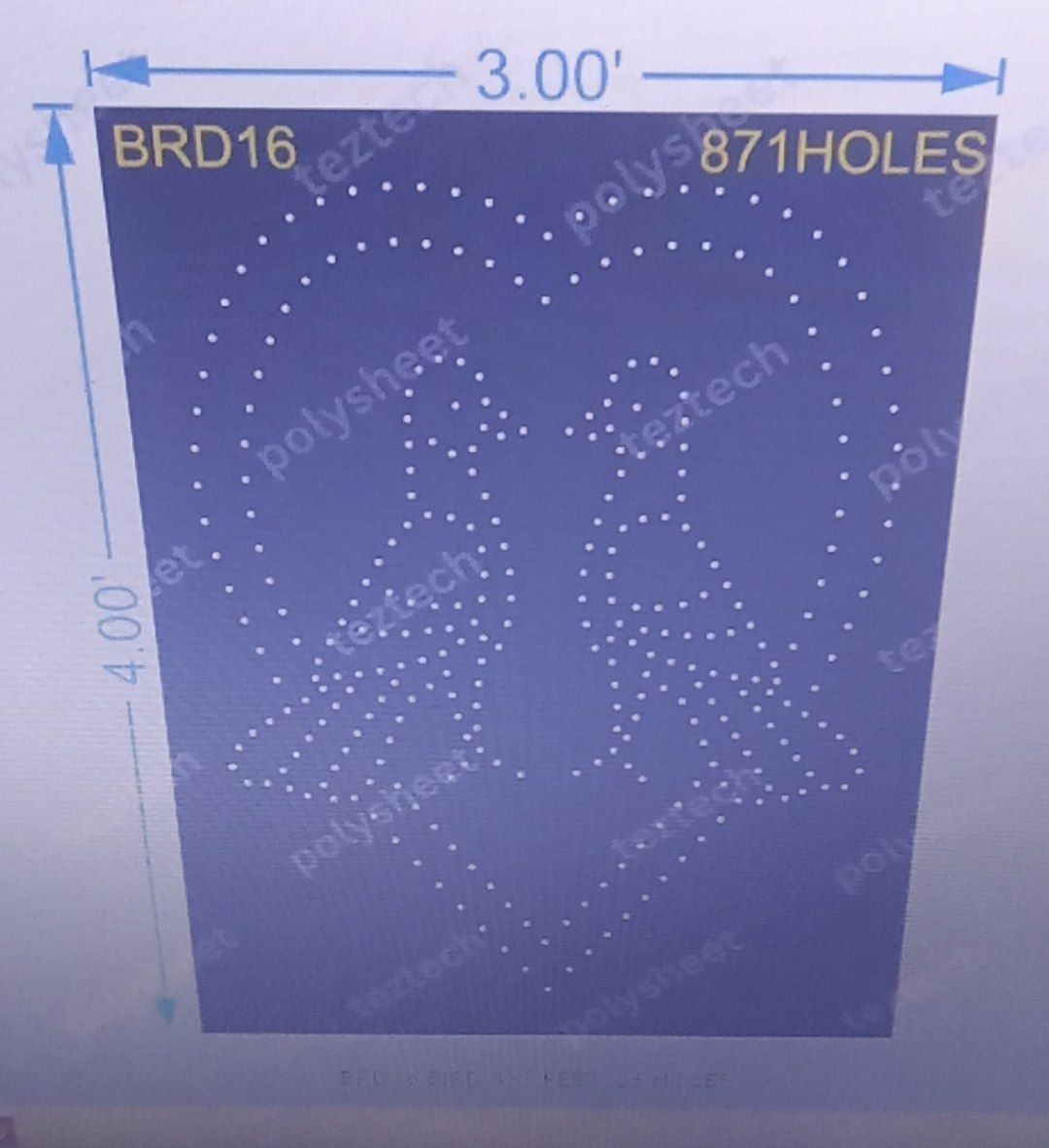BRD16 BIRD 1 PART 4X3 FEET 325 HOLES
