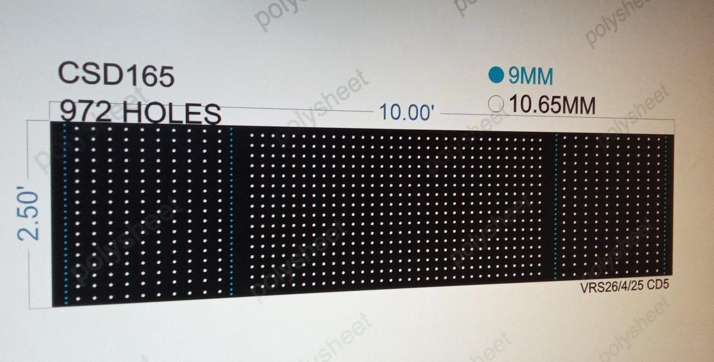 CSD165  CUSTOM DESIGN SCREEN  2.5X10 FEET 972  HOLES