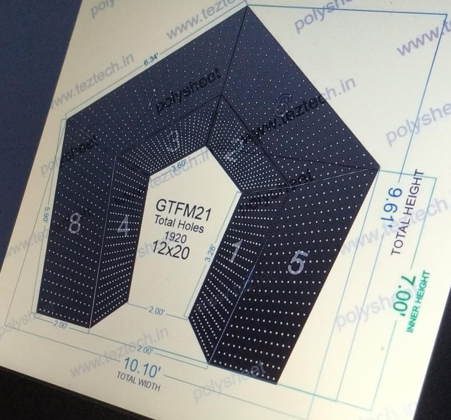 GTFM21 GATE FOR MURTI 1920 HOLES 12 LED PER LINE(12X20)
