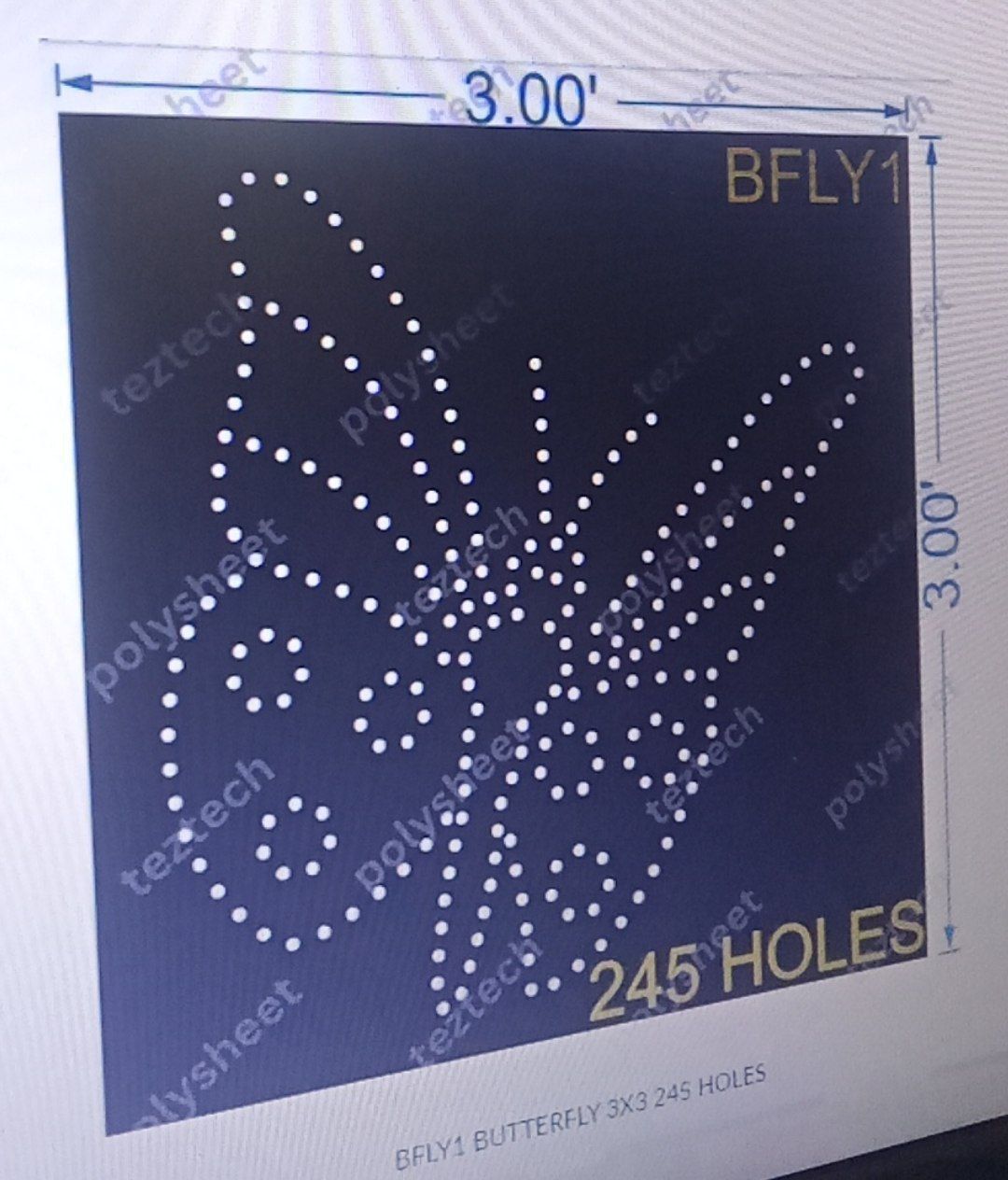 BFLY1 BUTTERFLY 3X3 245 HOLES