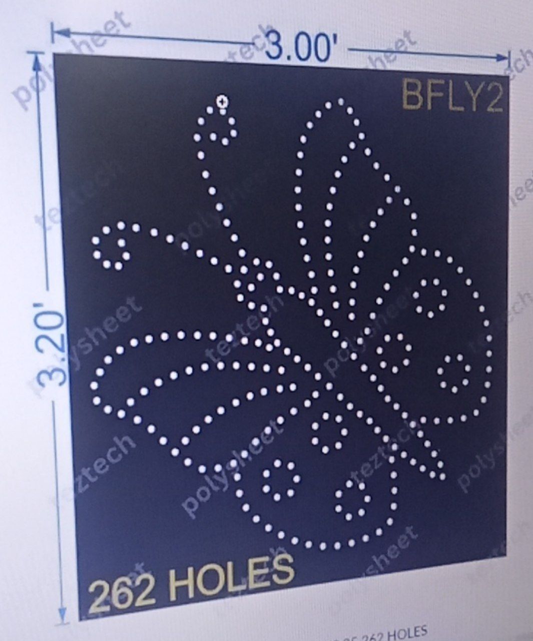 BFLY2 BUTTERFLY 3X3.25 262 HOLES