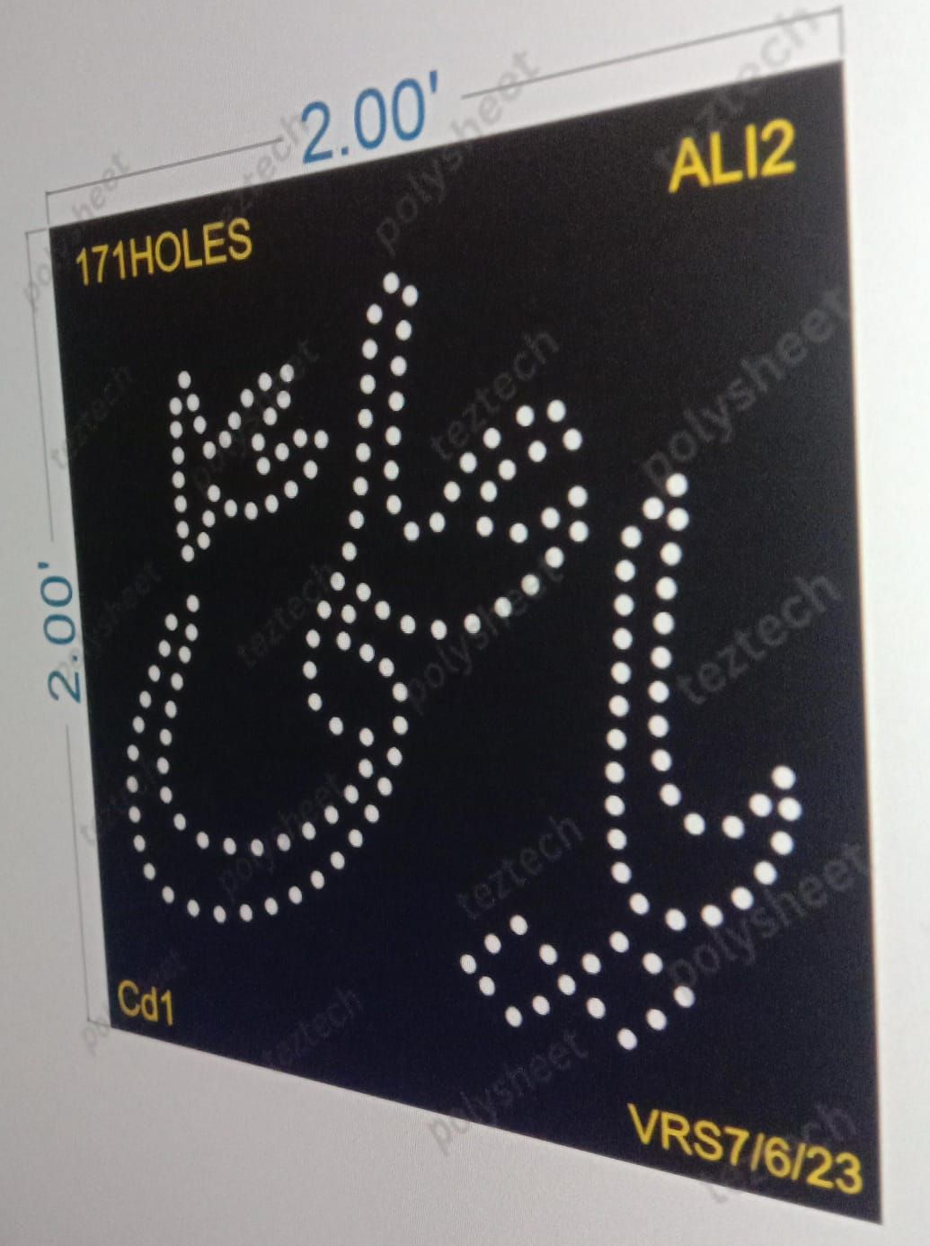 ALI2  ALI 2X2 FEET 171 HOLES