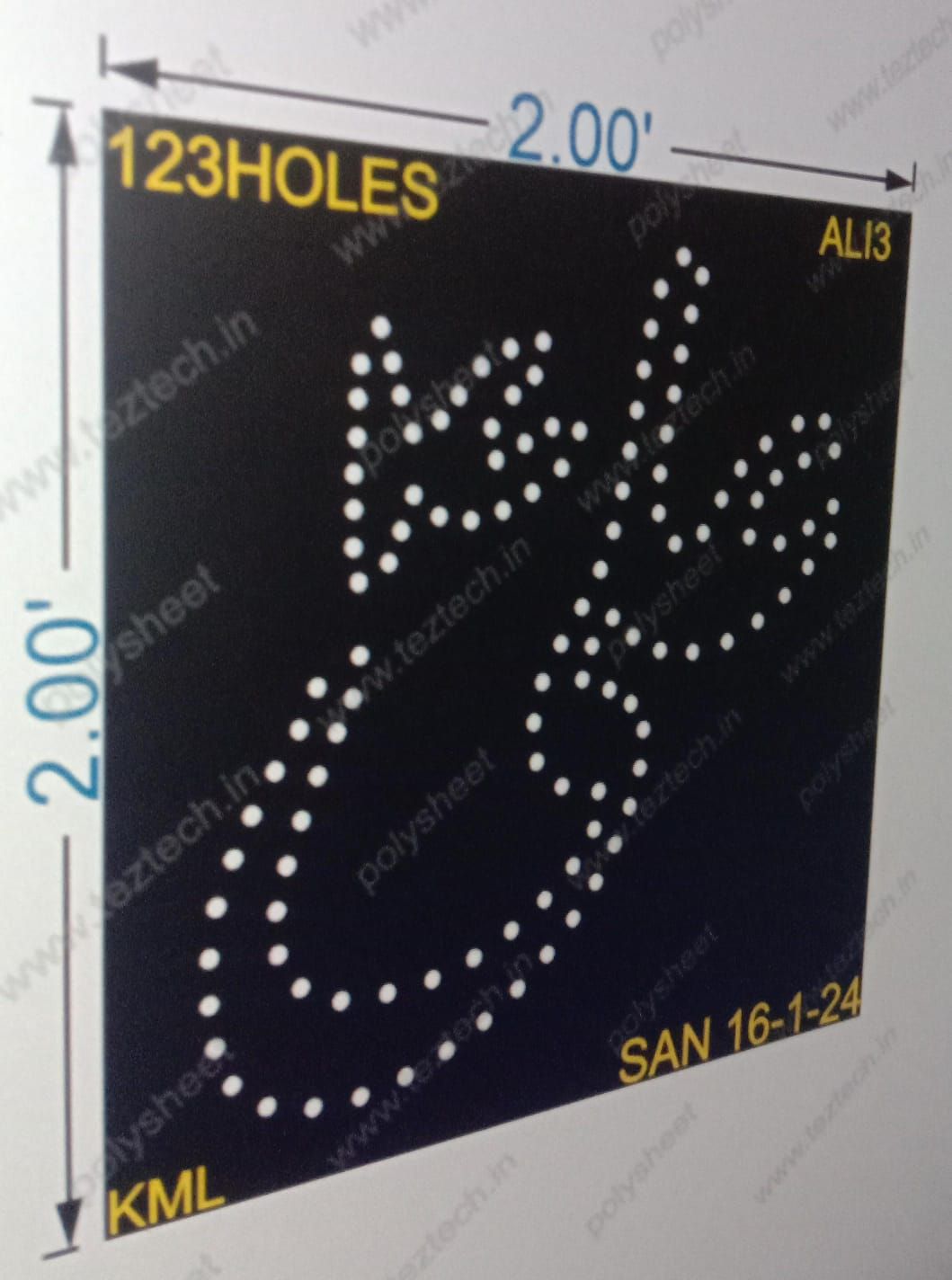 ALI3  ALI 2X2 FEET 123 HOLES