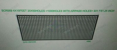 SCR569 4X10 FEET 20X50 HOLES SCREEN TOTAL HOLES=1000, WITH AIRPASS HOLES= 931