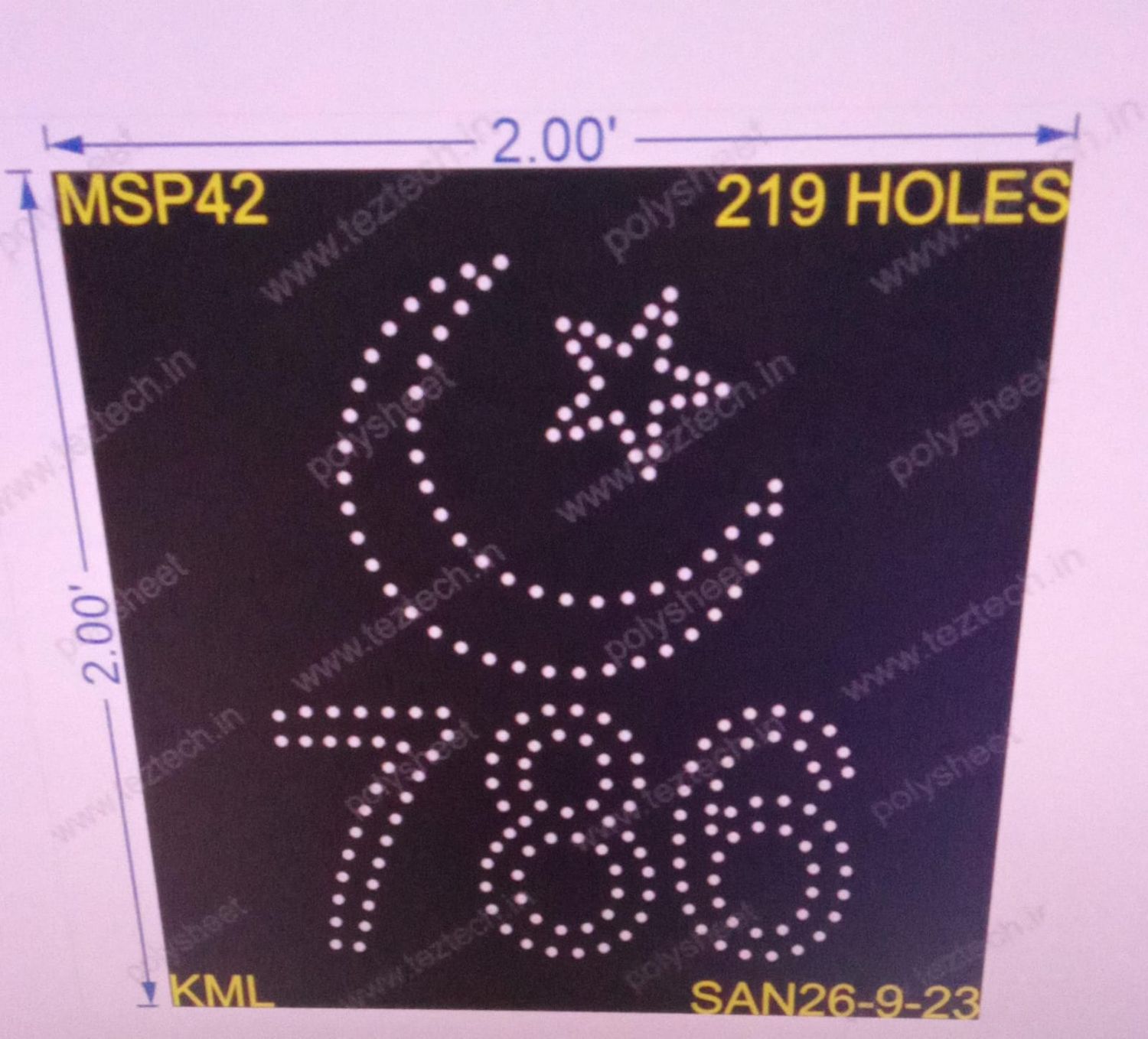 MSP42  MUSLIM PART 2X2 FEET 219 HOLES