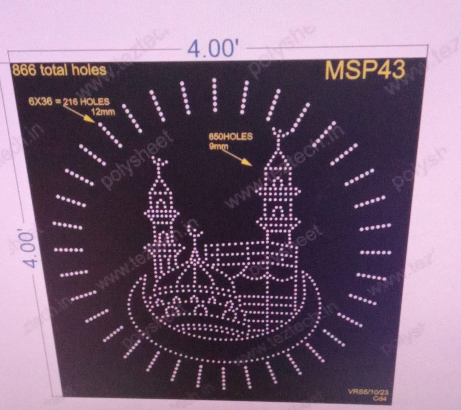MSP43  MUSLIM PART 4X4 FEET 866 HOLES