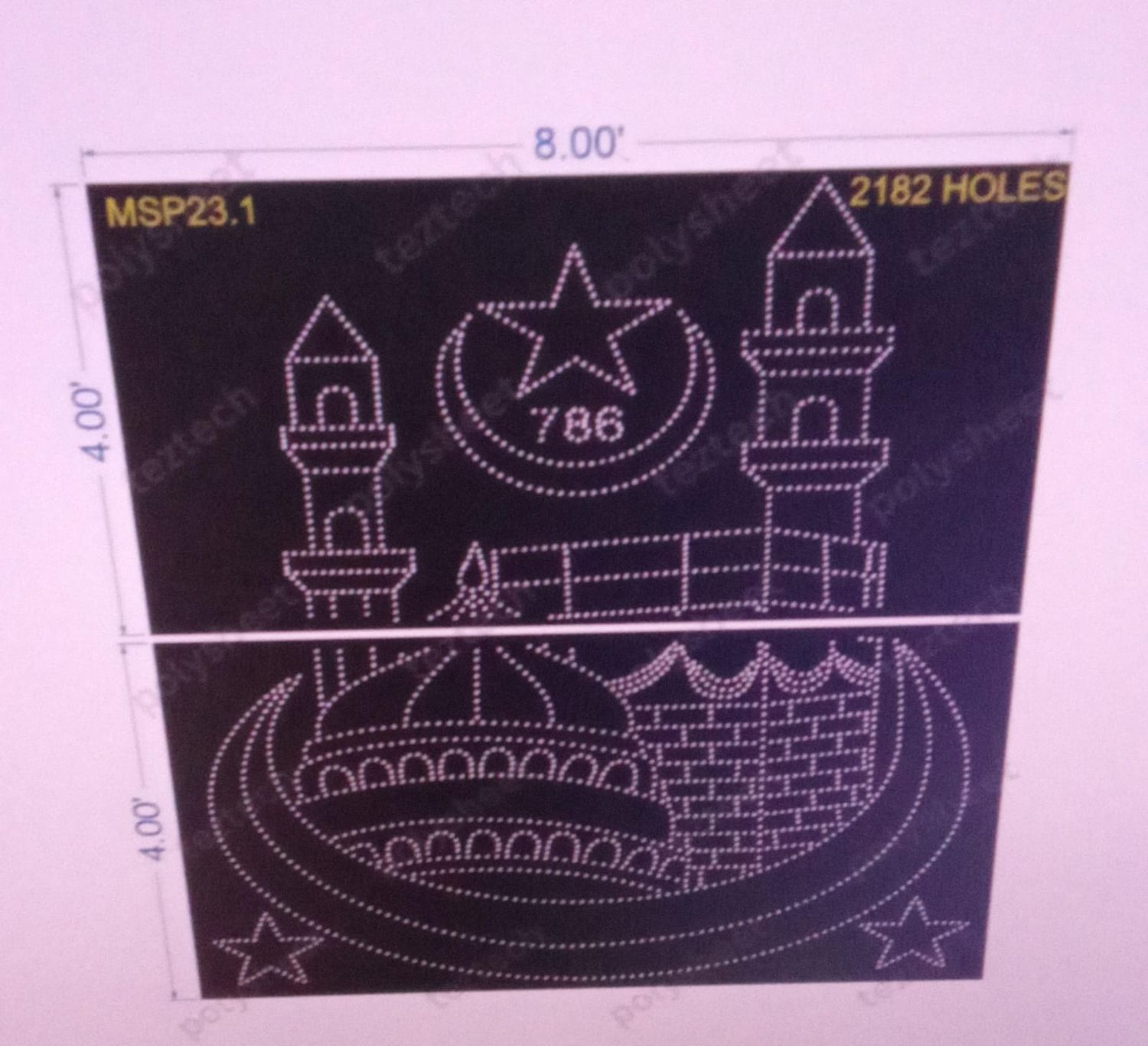 MSP23.1  MUSLIM PART  8X8 FEET 2182 HOLES 2 PARTS