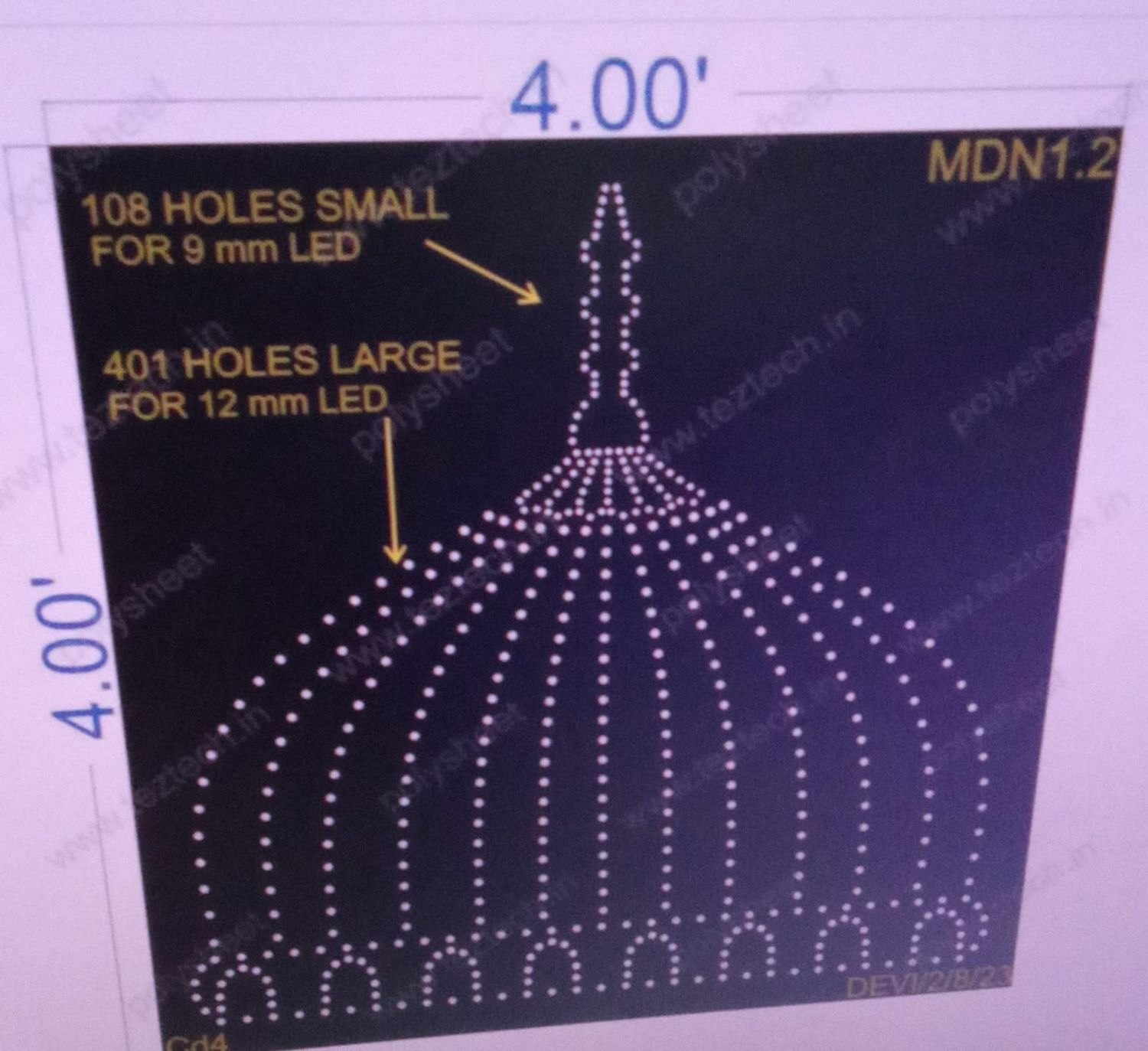 MDN1.2 MADINA 4X4FEET  108 SMALL HOLES  9MM,  401 LARGE HOLES  12MM