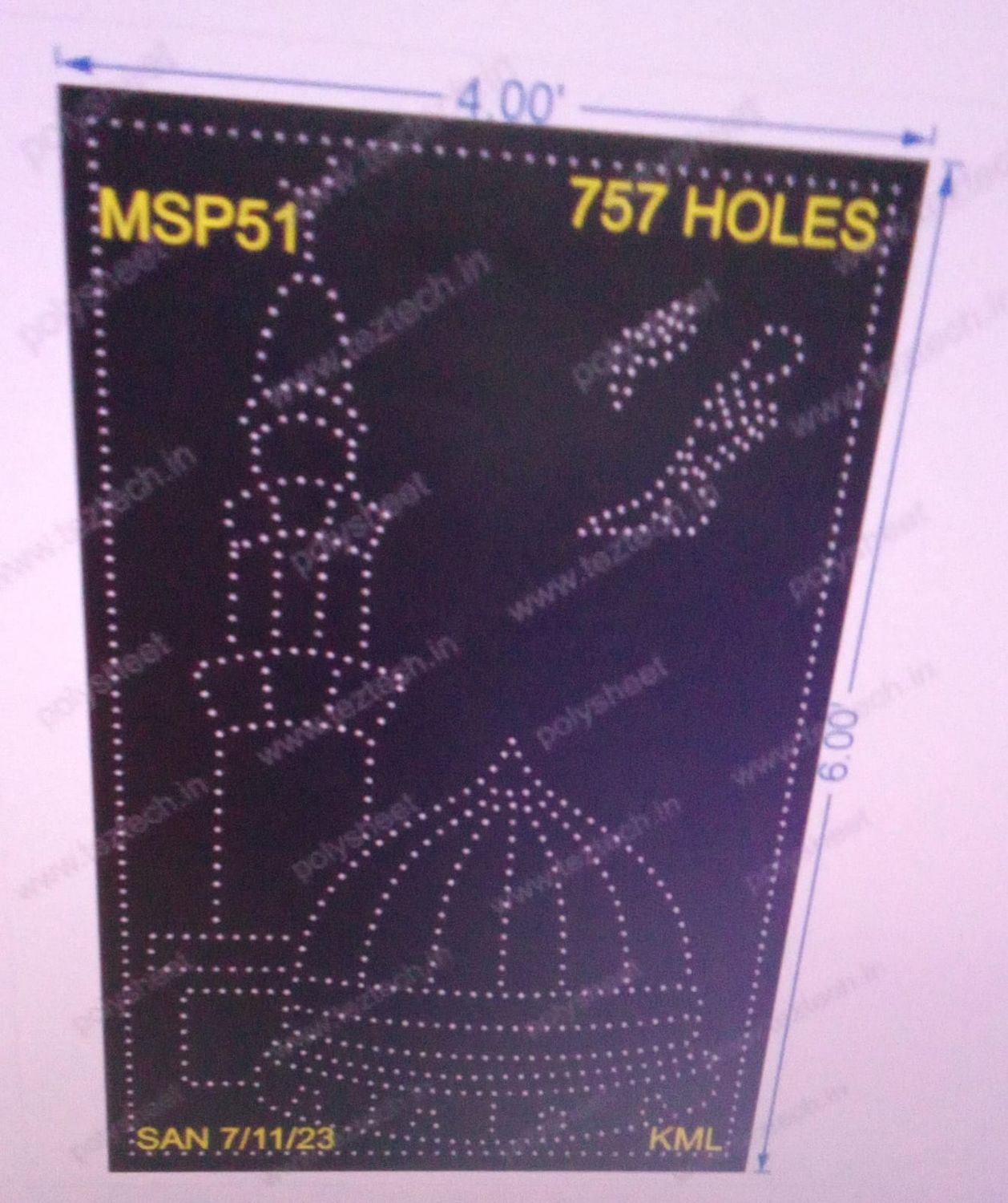 MSP51 MUSLIM 6X4 FEET 757 HOLES