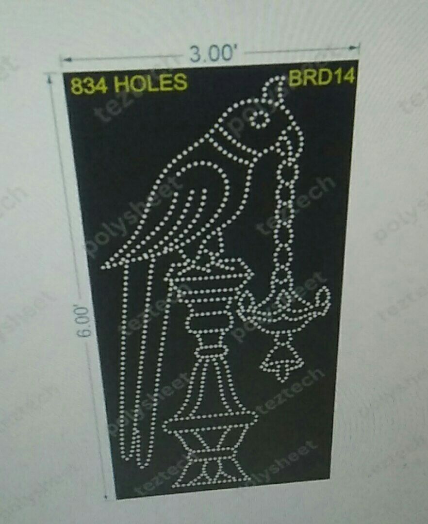 BRD14  PARROT WITH STAND  3X6 FEET  834 HOLES