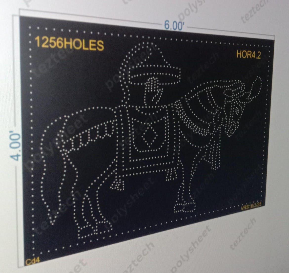 HOR4.2 HORSE 4x6 FEET 1256 HOLES