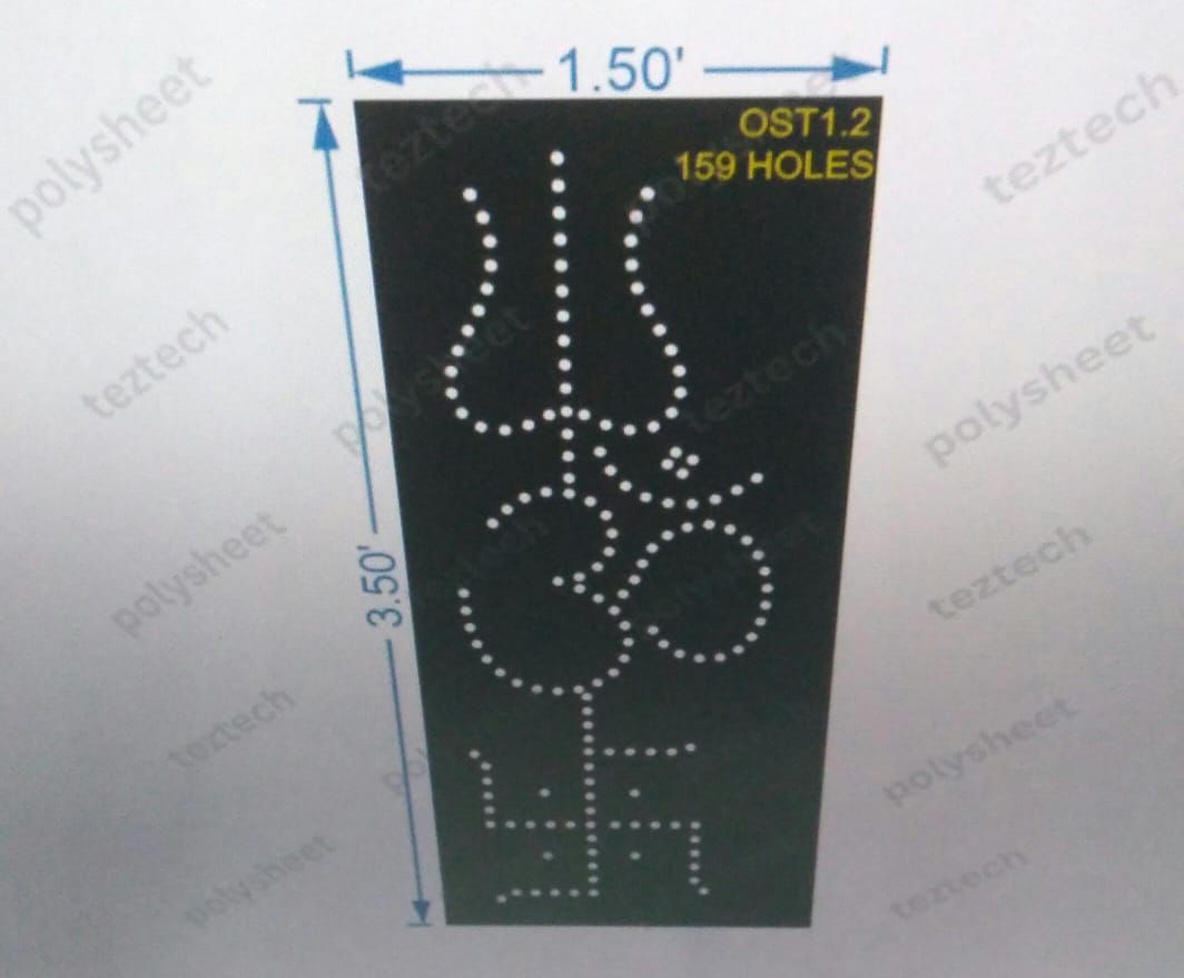 OST1.2 TRISHUL OM SWASTIK 3.5X1.5FT 159 HOLES