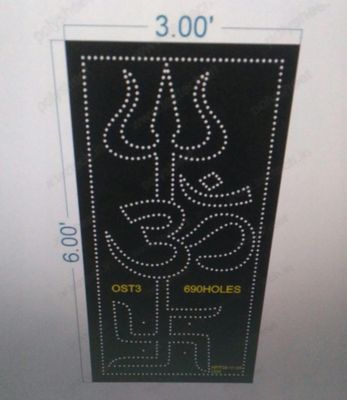 OST3 TRISHUL OM SWASTIK 3X6 FT 690 HOLES