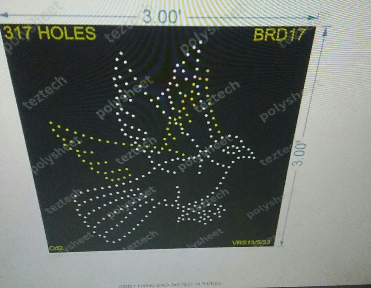 BRD17 BIRD 1 PART 3X3 FEET 319 HOLES