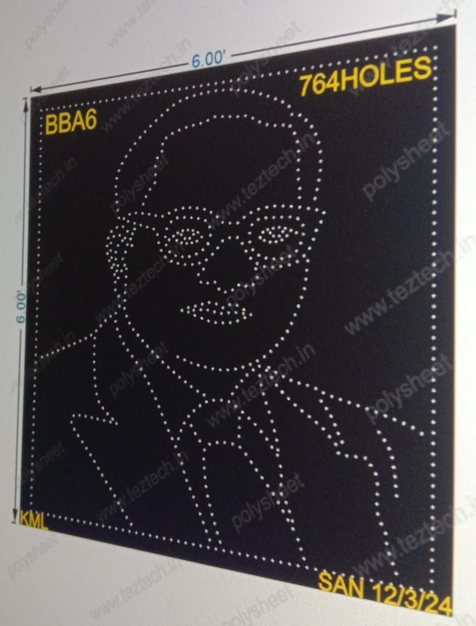 BBA6 BABA SAHEB AMBEDKAR 6X6FEET 764HOLES (2 PARTS)