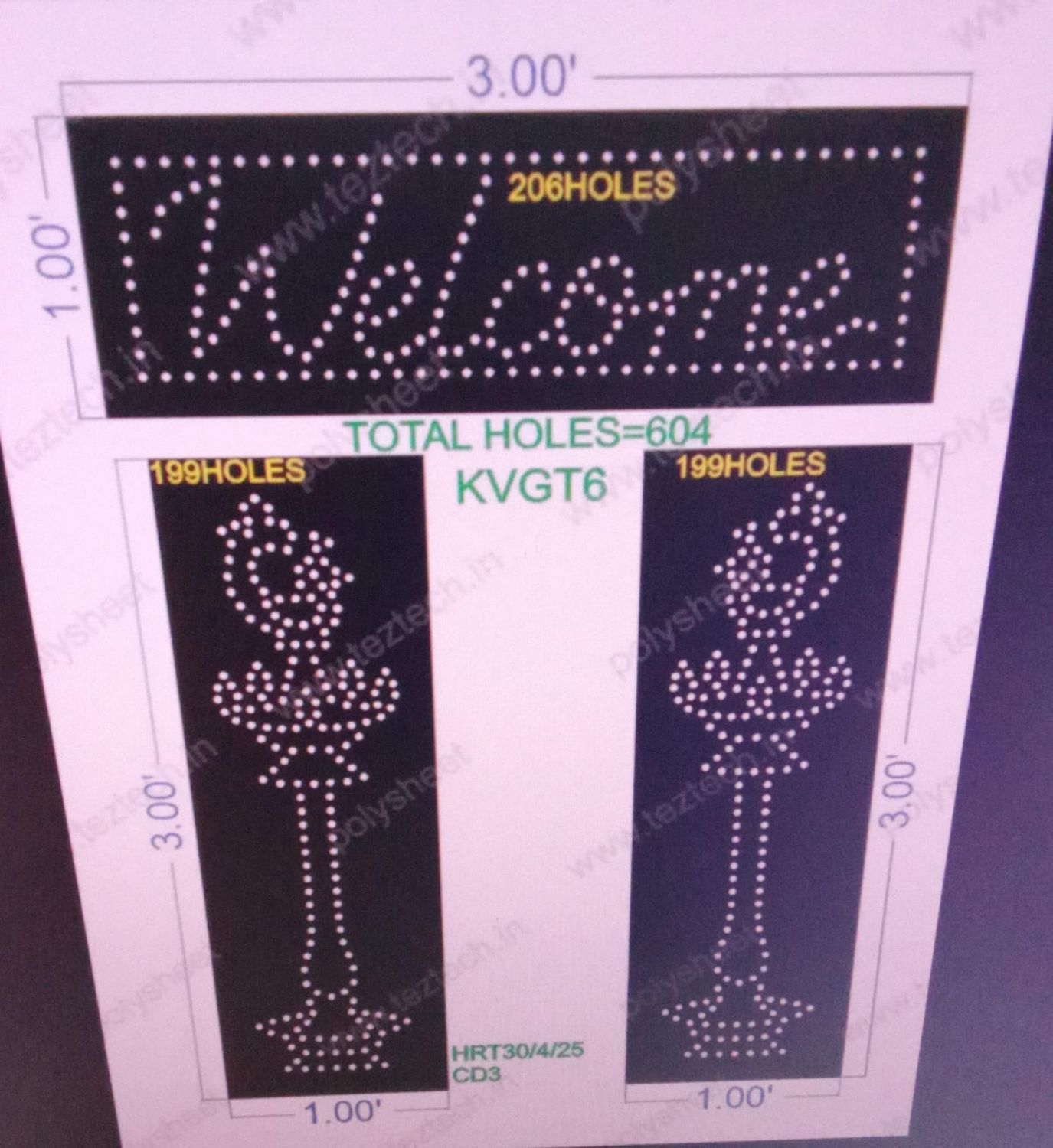 KVGT6 WELCOME GATE  4X3  FEET 604 HOLES
