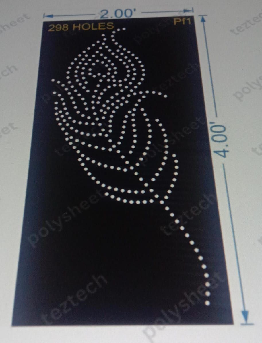 PF1	peacock fearther  4x2 feet  298 holes