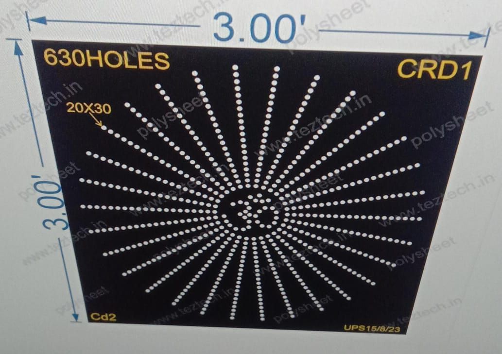 CRD1 3X3 FEET 20X30 HOLES CIRCLE POLYSHEET WITH OM