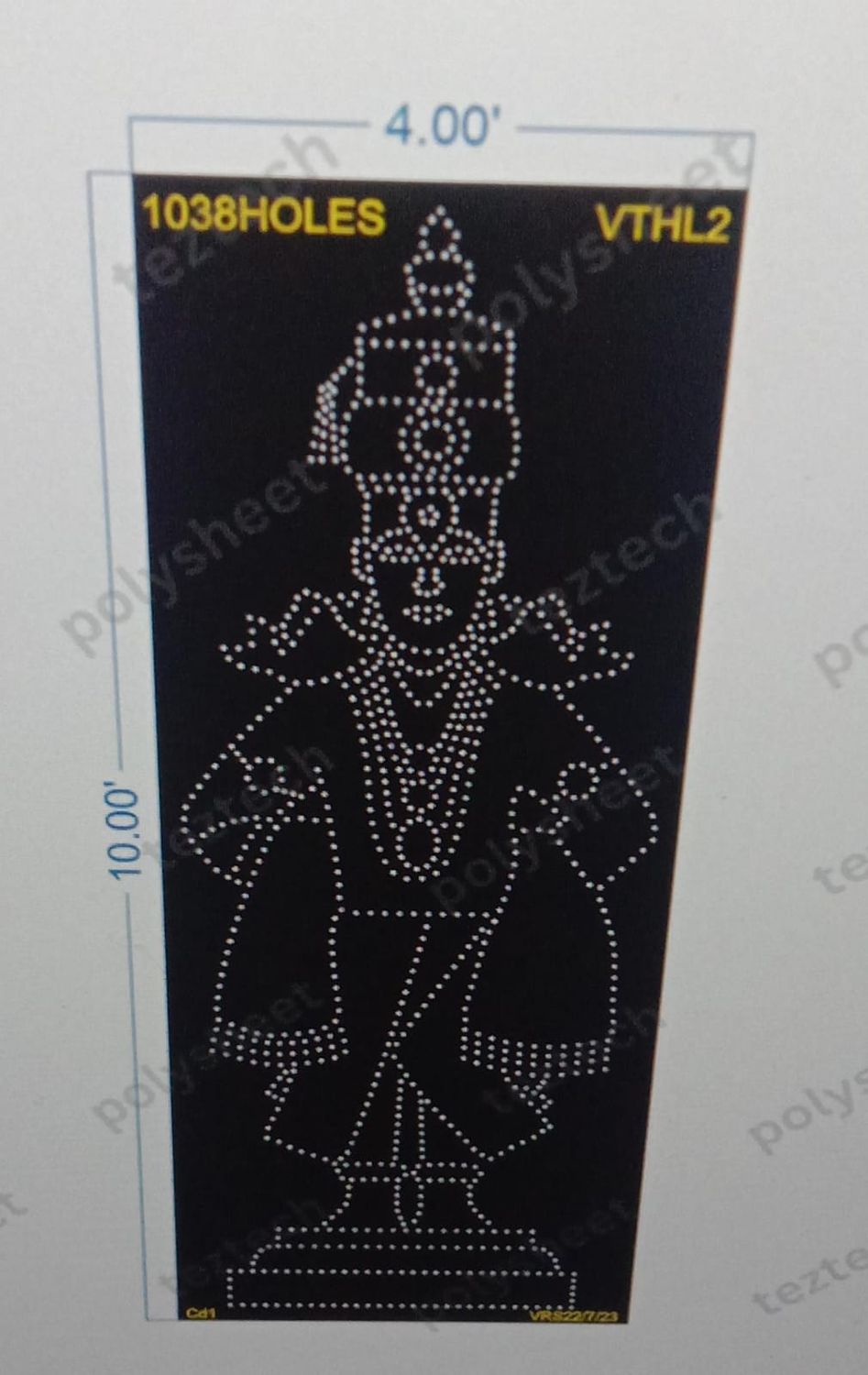 VTHL2  VITHAL 10X4FEET 1038HOLES