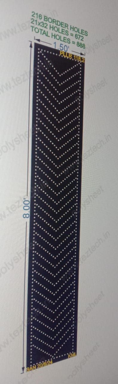 PLLR118.2 8X1.5 FEET 21X32HOLES, BORDER HOLES 216, 888 TOTAL HOLES