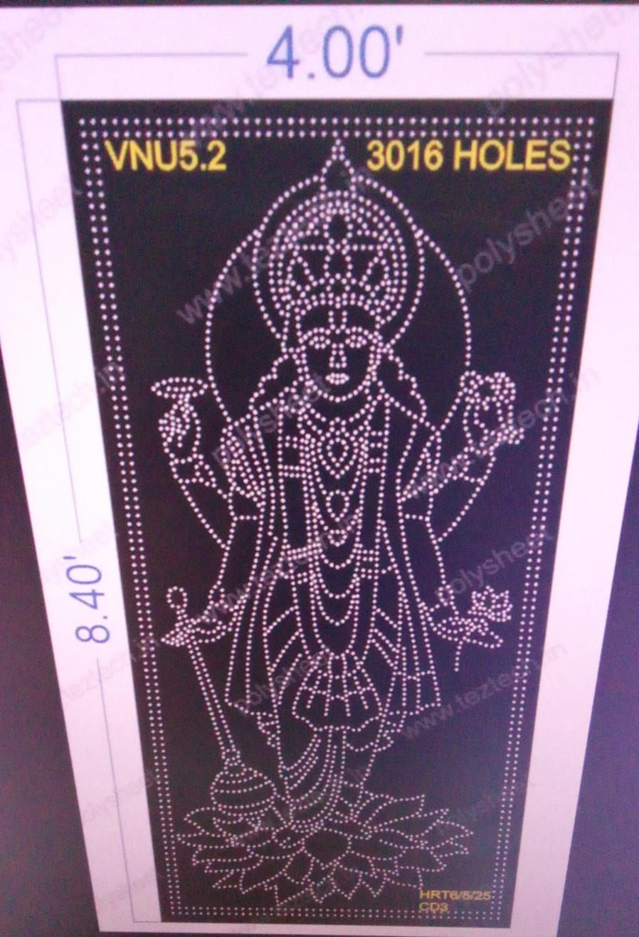VNU5.2  VISHNU BHAGWAN 8.4X4 FEET 3016  HOLES