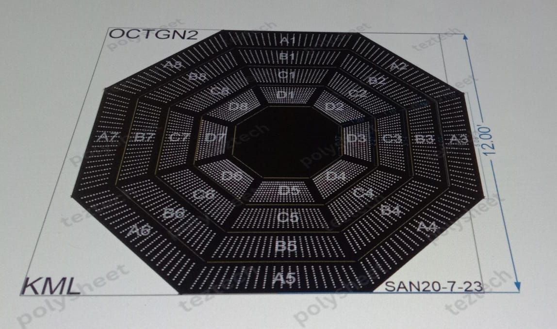 OCTGN2  OCTAGON 12X12 FEET - 10X20 HOLES TRIANGLE IN TRIANGLE X  12 = TOTAL 6400 HOLES