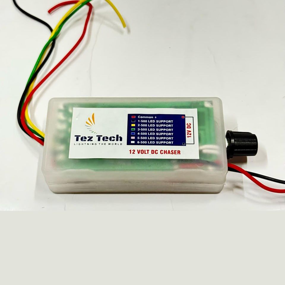 12V DC 3 Channel LED Chaser Controller – For Single Color LED, Forward Only, External Speed Control, 500 Bulb Capacity Per Channel