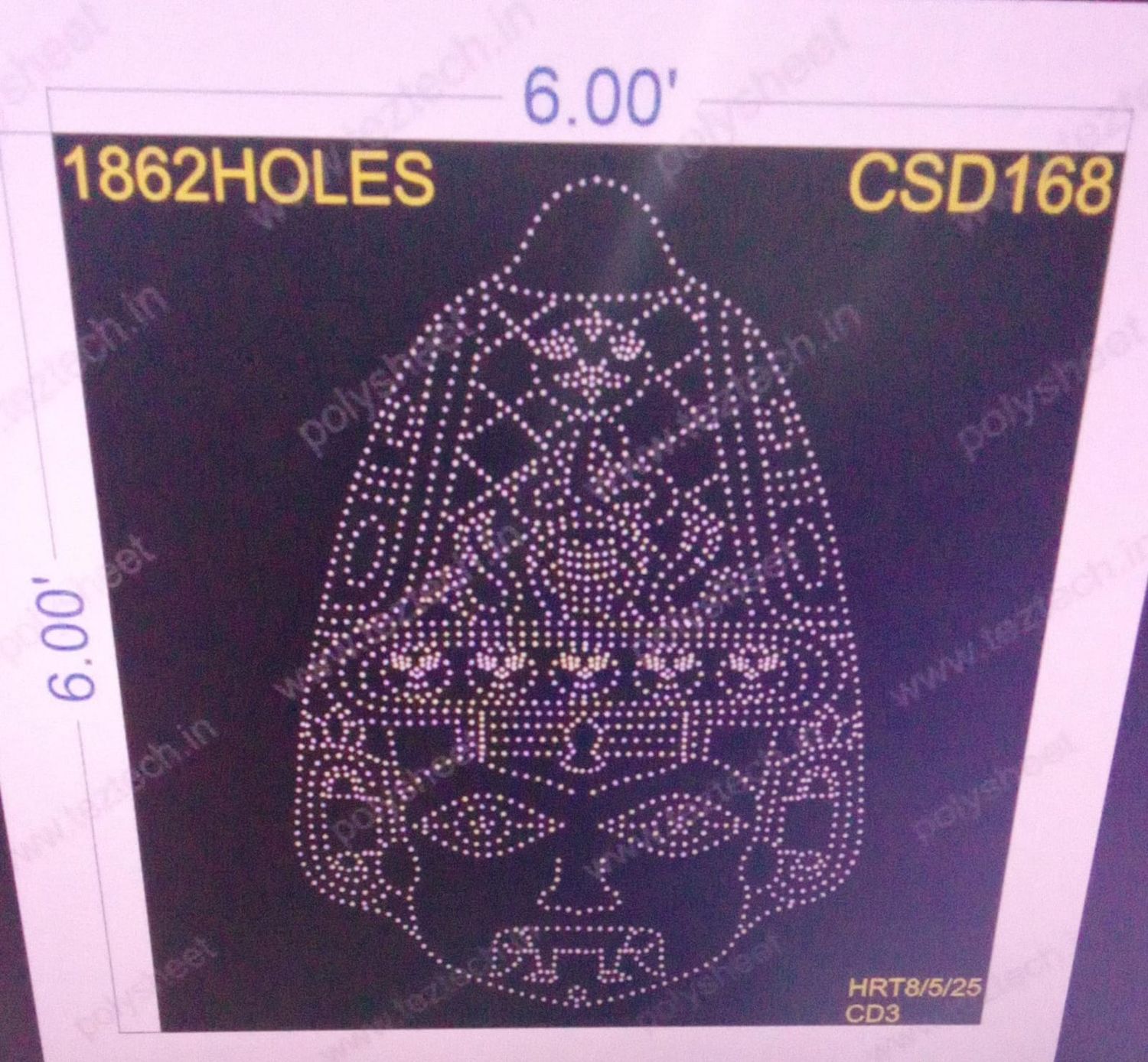 CSD168  CUSTOM DESIGN  6X6  FEET 1862 HOLES ( 2 PARTS)