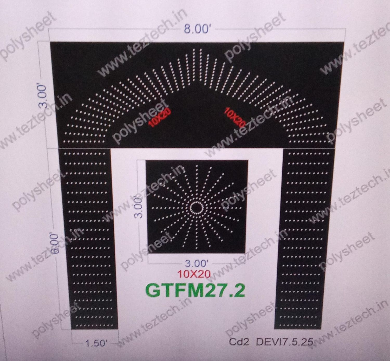 GTFM27.2 GATE FOR MURTI 3 PARTS 9X8 FEET 1000 HOLES