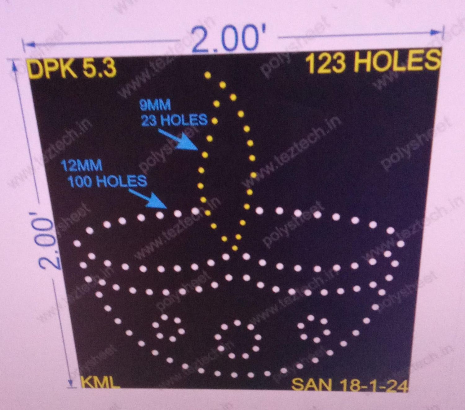 DPK5.3 DIPAK 2X2 FEET 123 HOLES