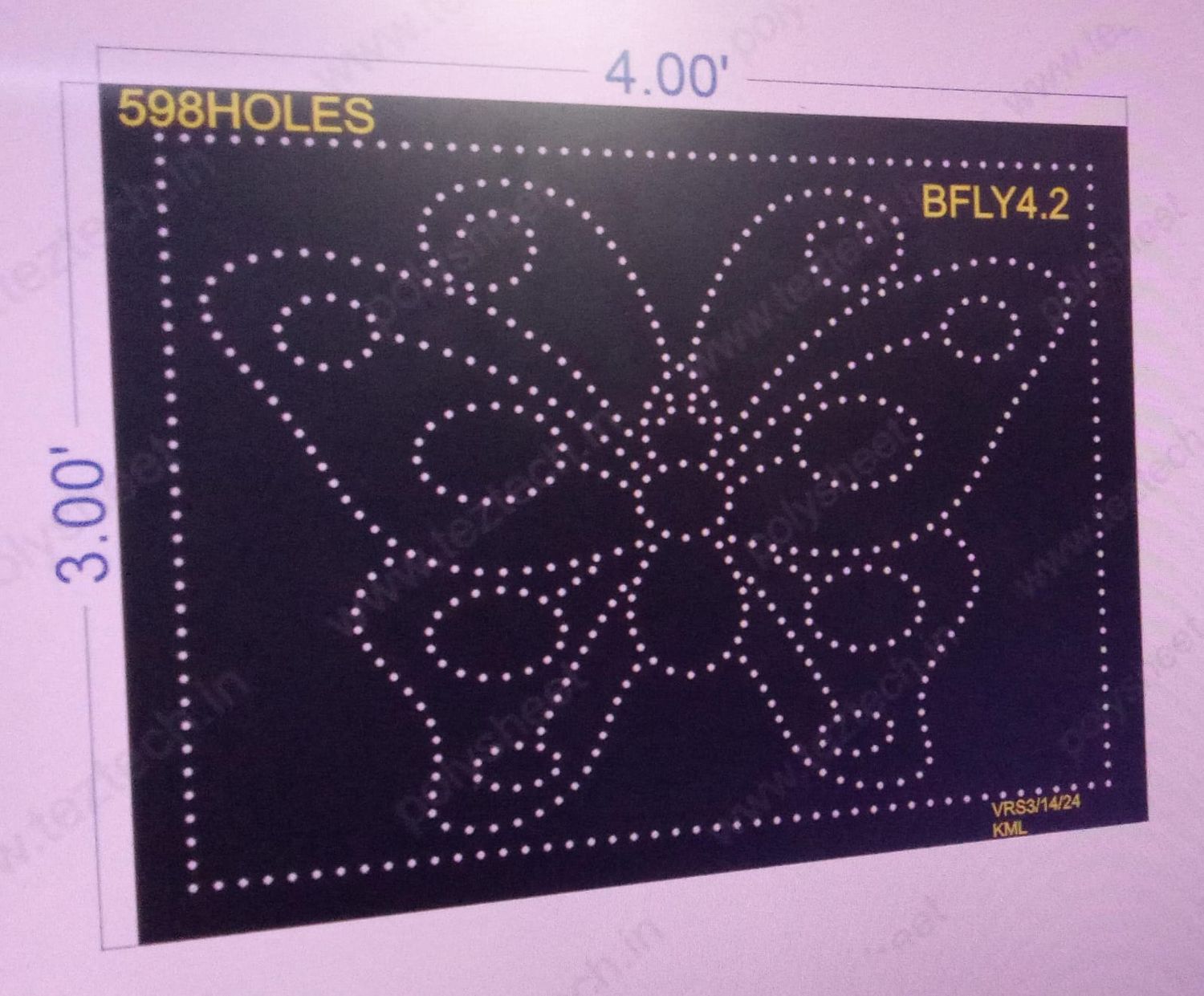 BFLY4.2 BUTTERFLY 3X4 FEET 598 HOLES