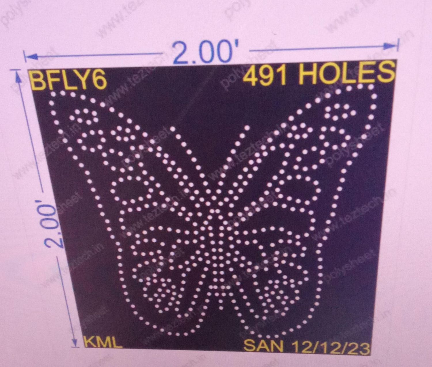 BFLY6 BUTTERFLY 2X2 491HOLES