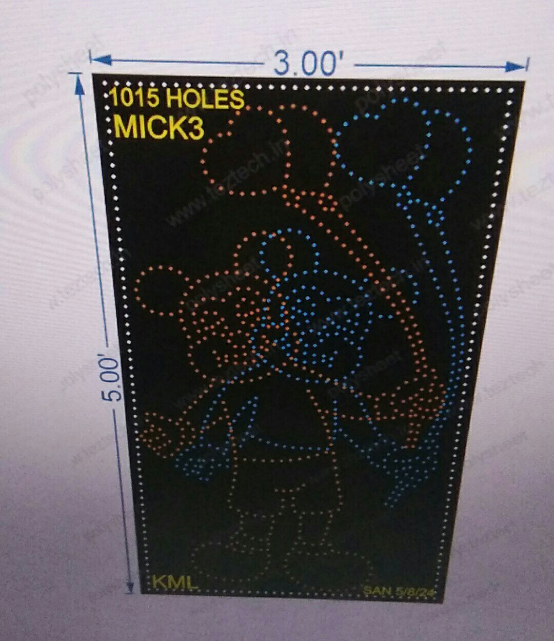 MICK3 MICKEY MOUSE CARTOON 5X3 FEET 1015 HOLES