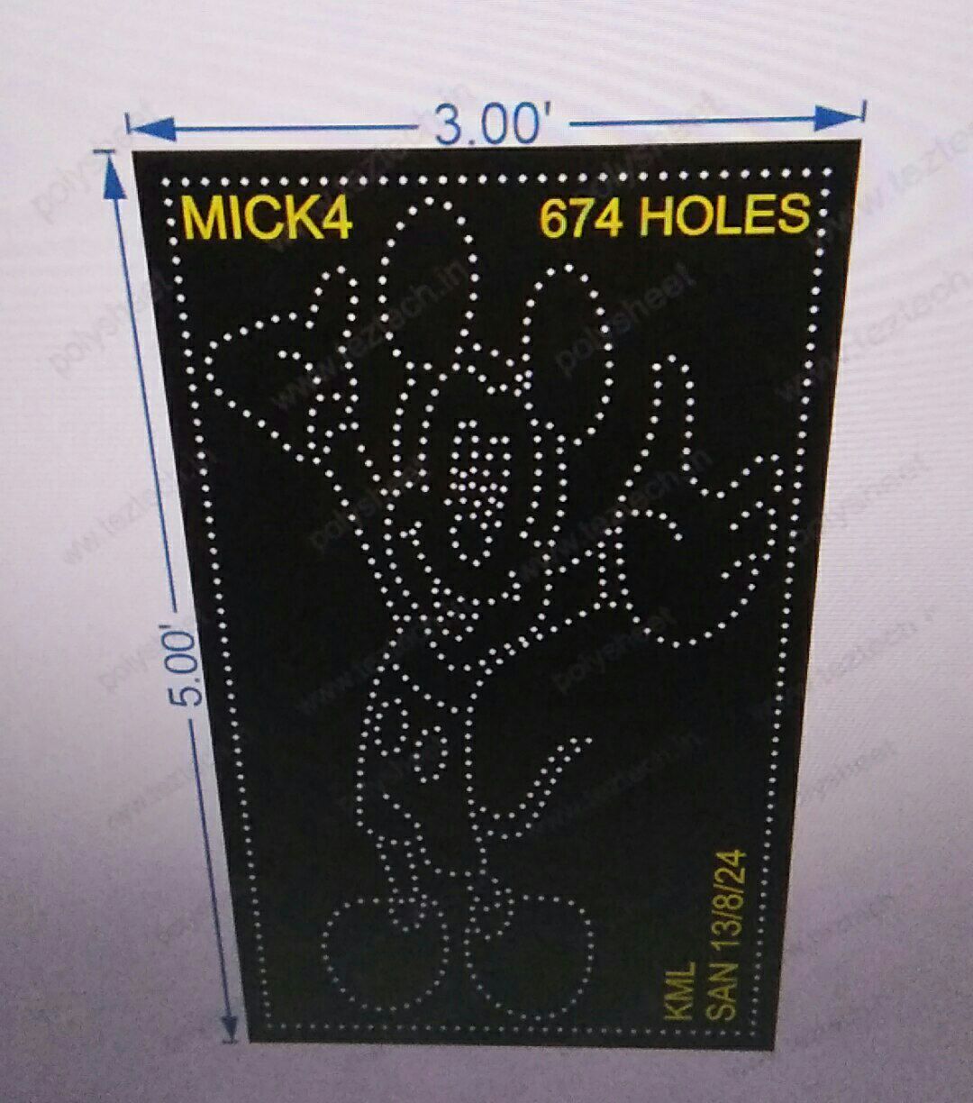 MICK4 MICKEY MOUSE CARTOON 5X3 FEET 674 HOLES