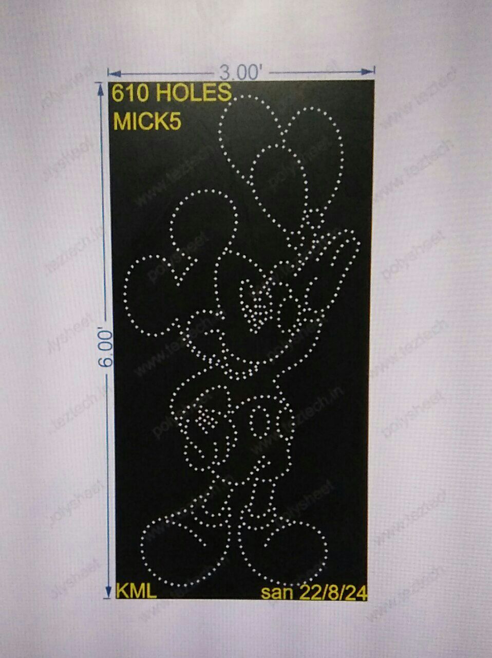 MICK5 MICKEY MOUSE CARTOON 6X3 FEET 610 HOLES