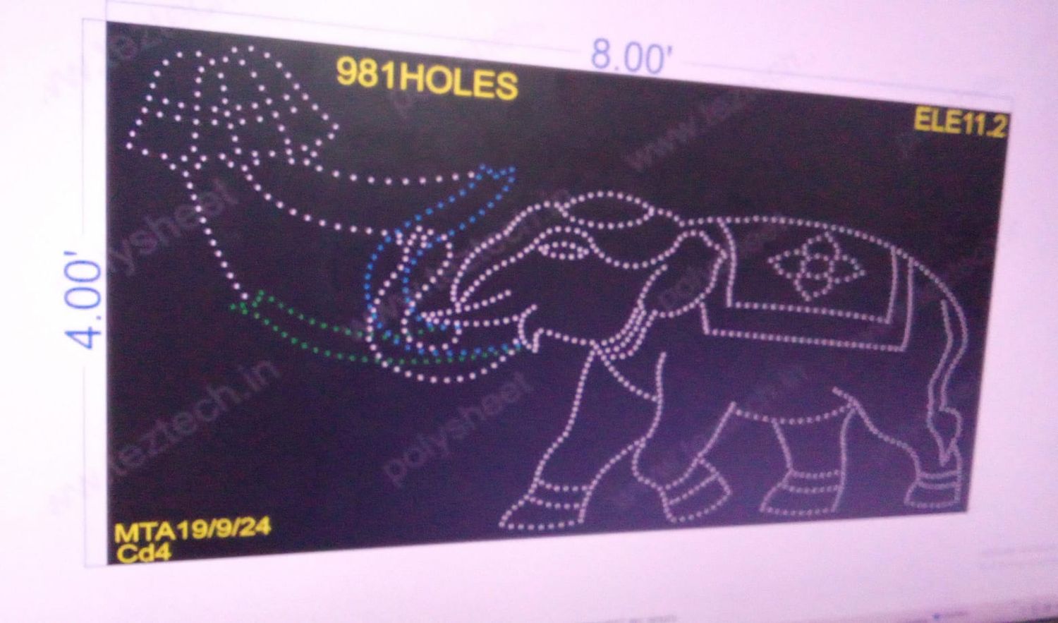 ELE11.2 ELEPHANT 8X4 FEET 981 HOLES