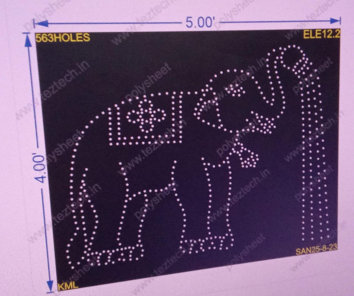 ELE12.2 ELEPHANT WITH POT 4X5 FEET  563HOLES