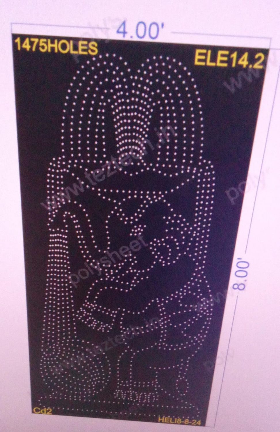 ELE14.2 ELEPHANT 8X4 FEET 1475 HOLES