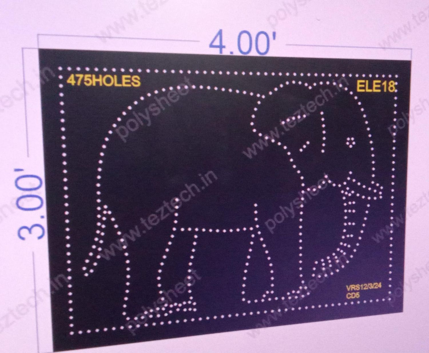 ELE18 ELEPHANT 3X4 FEET 475 HOLES