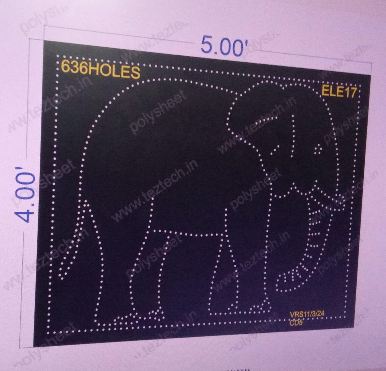 ELE17 ELEPHANT 4X5 FEET 636 HOLES