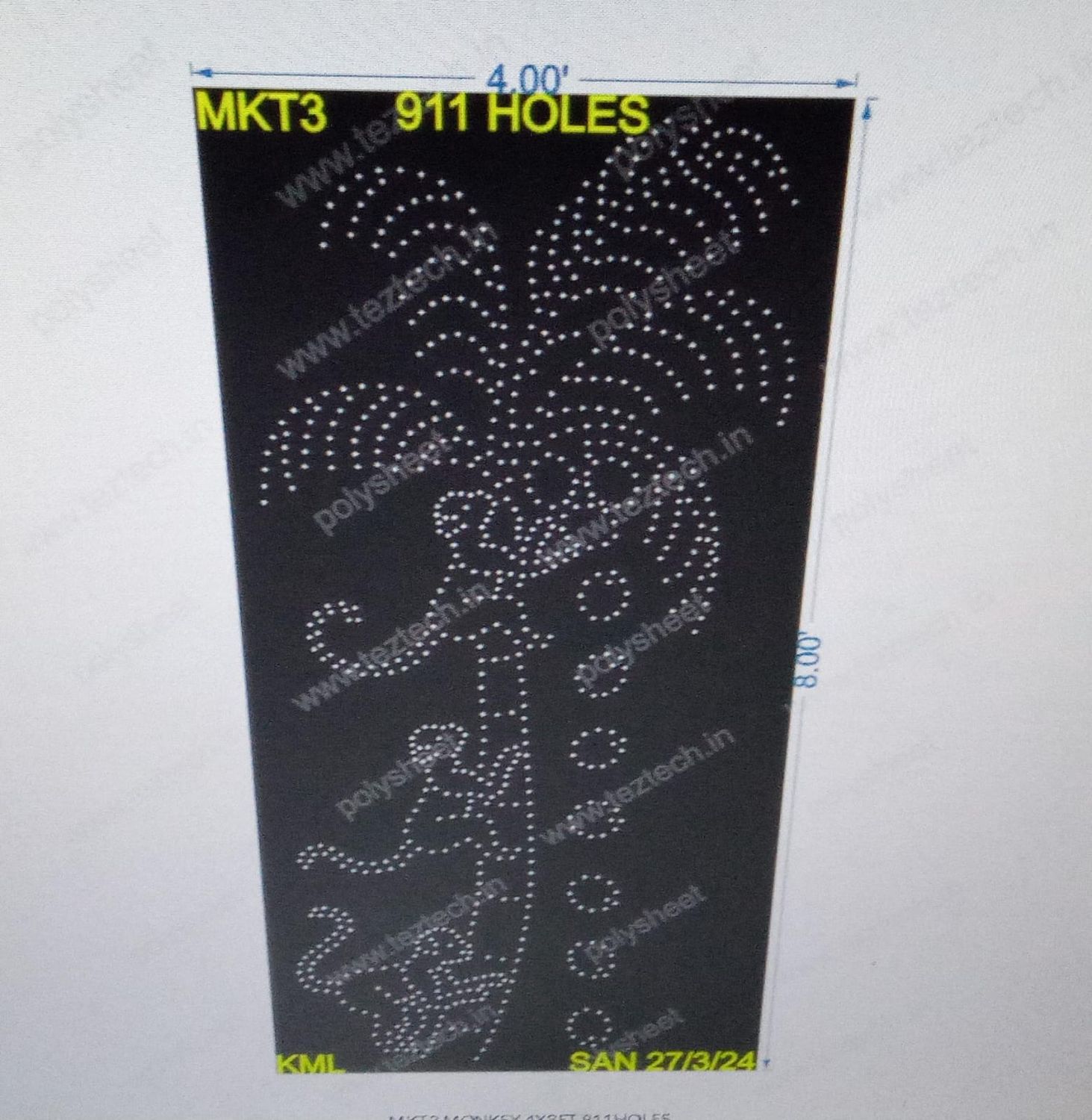 MKT3 MONKEY WITH TREE 1 PART 8X4 FEET 911 HOLES
