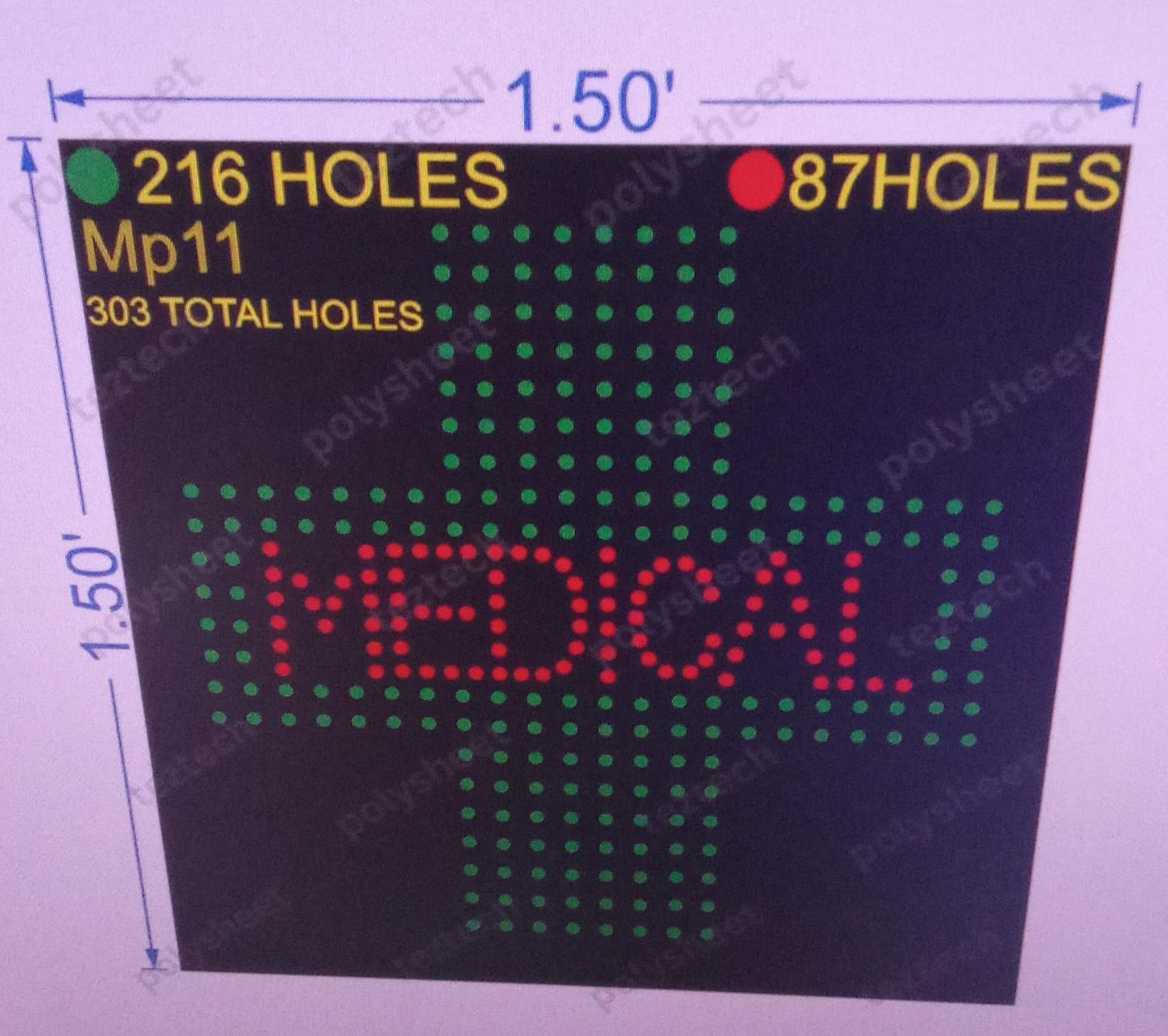 MP11 MEDICAL PLUS 1.5X1.5FT 303HOLES