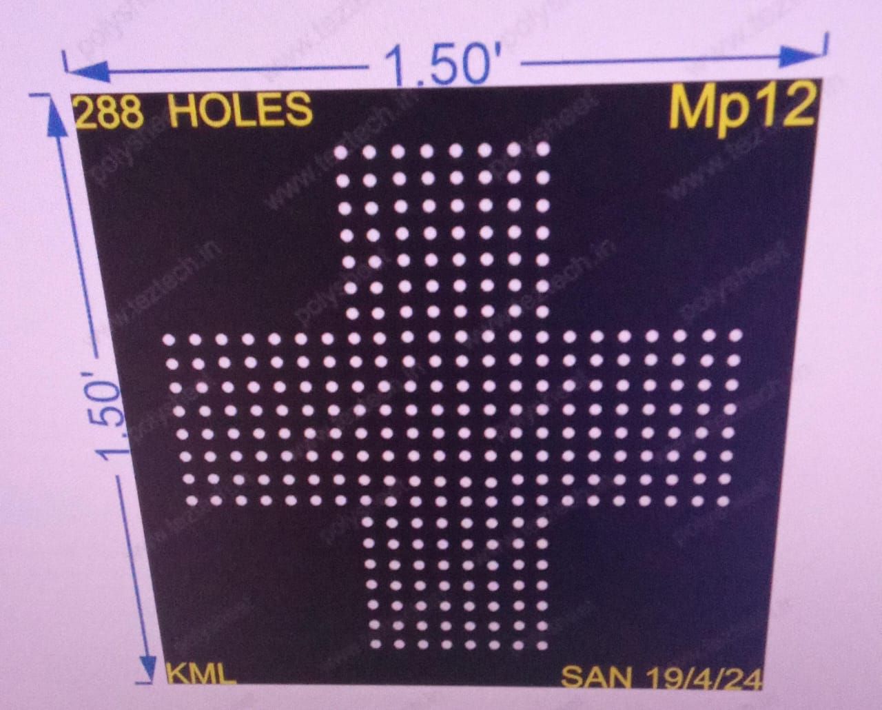 MP12 MEDICAL PLUS 1.5X1.5FT 288HOLES