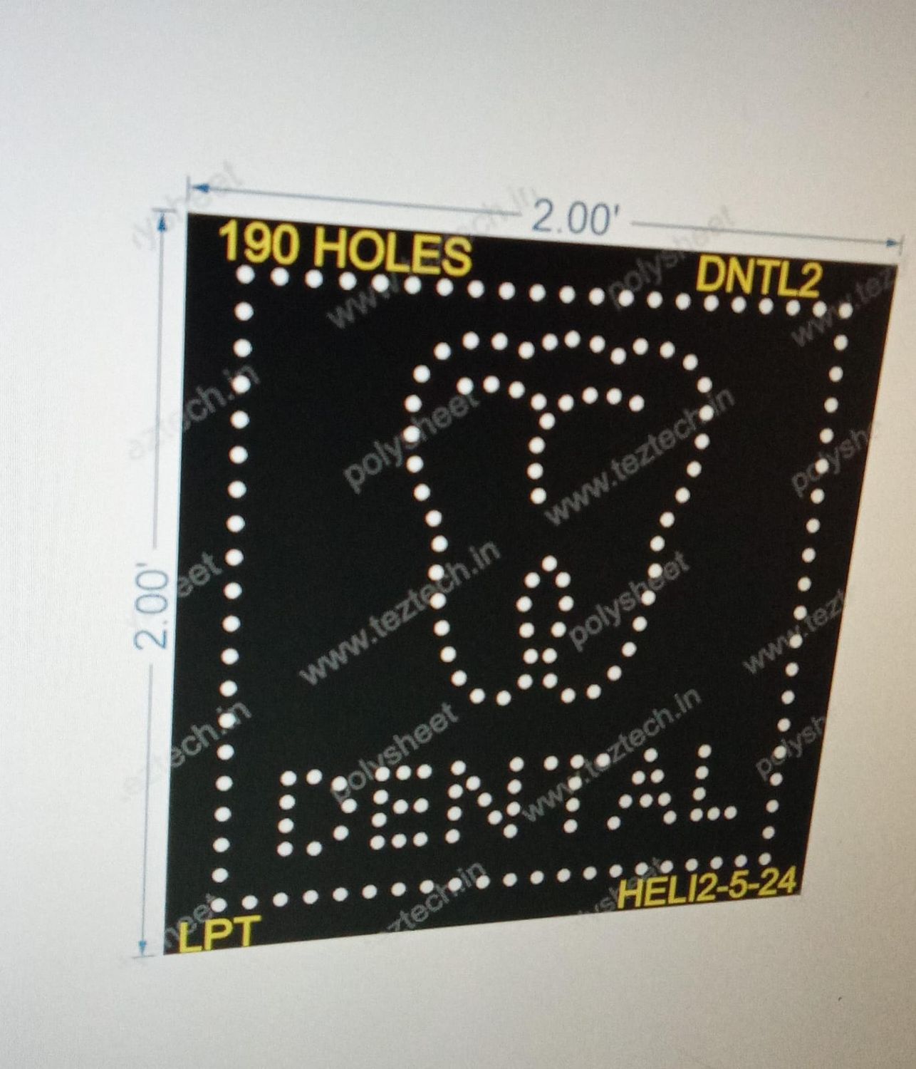 DNTL2 DENTEL 2X2FT 190 HOLES