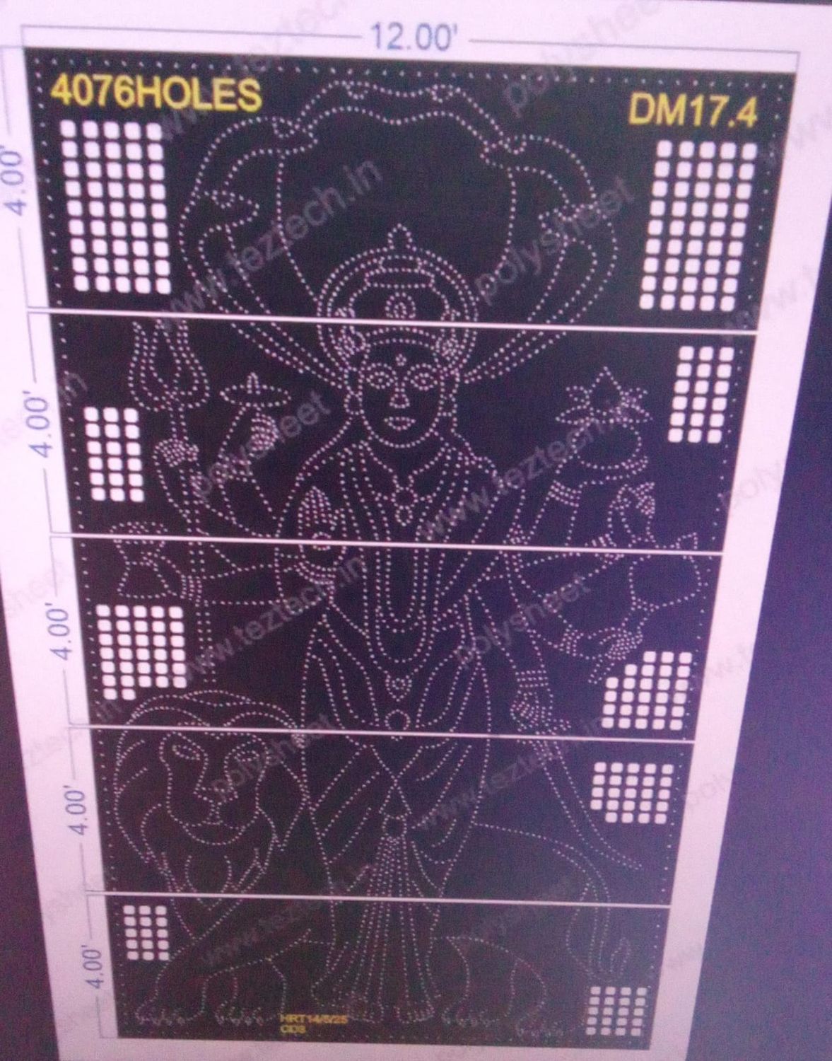 DM17.4 DURGA MATA 20X12 FEET 4076 HOLES 5 PARTS