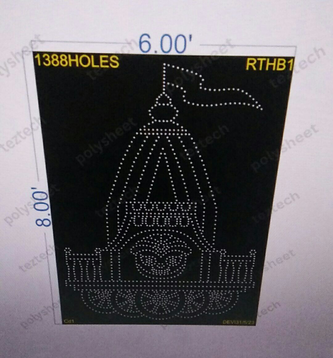 RTHB1 JAGANNATH RATHYATRA(BALABHADAR) 6X8FEET 1388HOLES